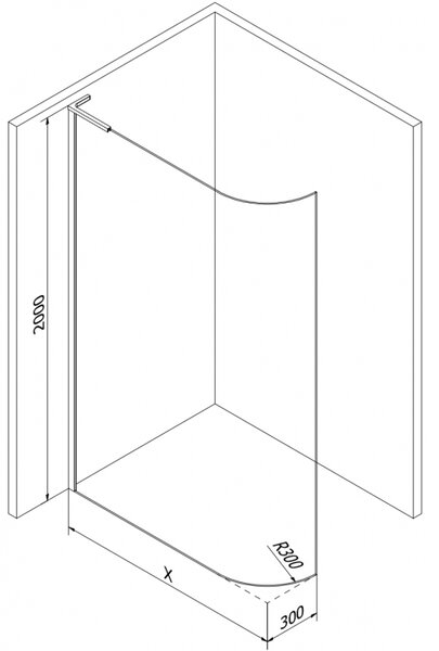 Mexen Kioto-R L ścianka prysznicowa zaokrąglona Walk-in 90 x 200 cm, transparent, czarna - 800-090-103-70-06