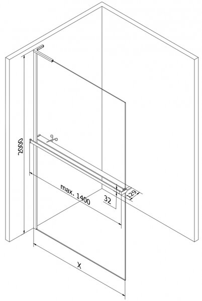 Mexen Kioto+ L ścianka prysznicowa z półką Walk-in 60 x 200 cm, czarna ramka, czarna - 800-060-123-70-70