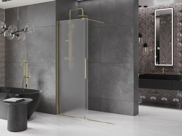 Mexen Velar ścianka prysznicowa rozsuwana Walk-in 130 x 200 cm, szron 8 mm, złota - 871-130-000-33-50
