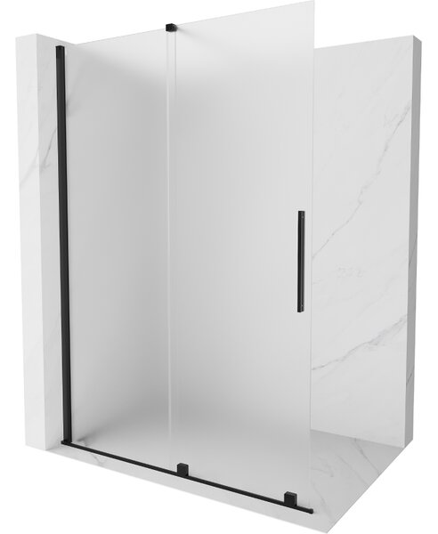 Mexen Velar ścianka prysznicowa rozsuwana Walk-in 140 x 200 cm, szron 8 mm, czarna - 871-140-000-33-70