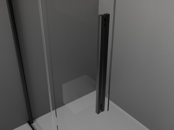 Mexen Velar ścianka prysznicowa rozsuwana Walk-in 140 x 200 cm, szron 8 mm, czarna - 871-140-000-33-70