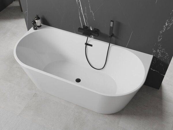 Mexen Oval wanna wolnostojąca przyścienna 180 x 80 cm, biała, przelew czarny - 52671808000-70