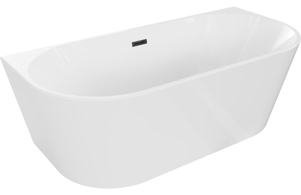 Mexen Oval wanna wolnostojąca przyścienna 180 x 80 cm, biała, przelew czarny - 52671808000-70