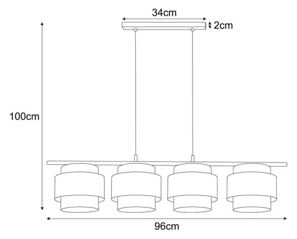 Duża lampa wisząca nad stół z 4 abażurami na listwie - 6X A515 L7-D54
