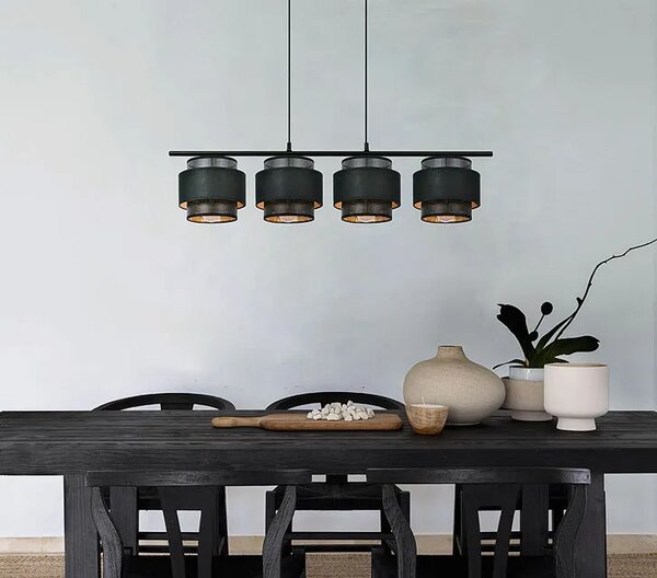 Duża lampa wisząca nad stół z 4 abażurami na listwie - 6X A515 L7-D54