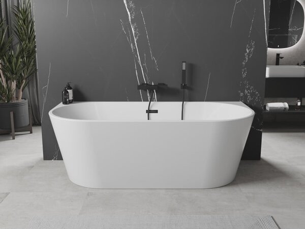 Mexen Oval wanna wolnostojąca przyścienna 180 x 80 cm, biała, przelew czarny - 52671808000-70