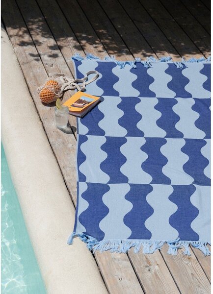 Niebieski bawełniany ręcznik plażowy 100x160 cm Nugo – noo.ma