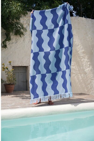 Niebieski bawełniany ręcznik plażowy 100x160 cm Nugo – noo.ma
