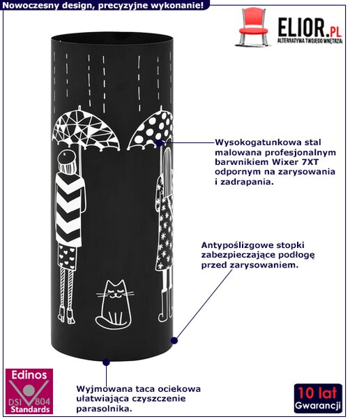 Czarny ozdobny stojak na parasole do przedpokoju F6-D20