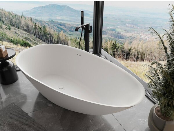 Mexen Milano wanna wolnostojąca z konglomeratu 170 x 86 cm, biała mat - 57301708500