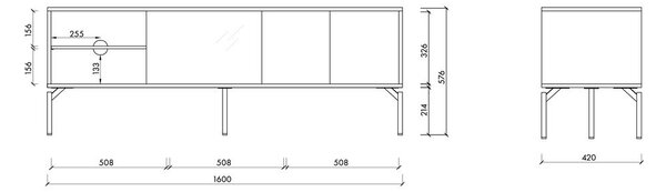 Czarna szafka pod TV 160x60x42 cm Met – noo.ma