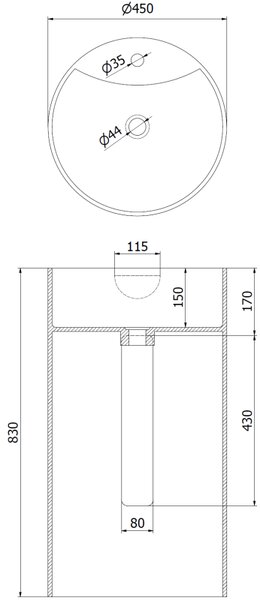 Mexen Ajax-02 umywalka wolnostojąca z konglomeratu 45 x 45 cm, biała mat - 26514500