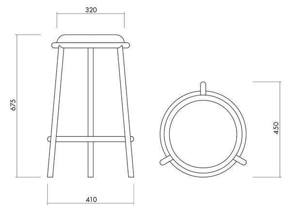 Beżowy metalowy hoker (wysokość siedziska 68 cm) Hogo – noo.ma