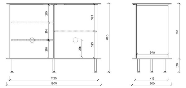 Czarna komoda z otworem na kable 120x88x50 cm Suumo – noo.ma