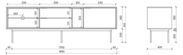 Szarobeżowa szafka pod TV 189x61x42 cm Mod – noo.ma
