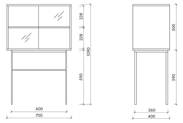 Ciemnoniebieska witryna z drzwiami przesuwnymi 70x109x40 cm Lekko – noo.ma