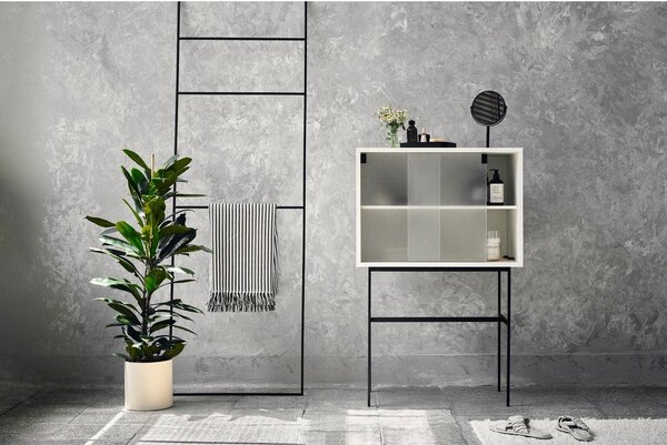 Szarobeżowa witryna z drzwiami przesuwnymi 70x109x40 cm Lekko – noo.ma