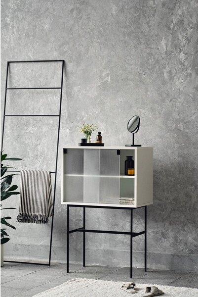 Szarobeżowa witryna z drzwiami przesuwnymi 70x109x40 cm Lekko – noo.ma