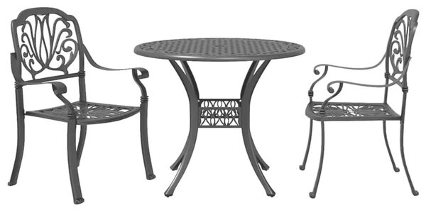 Zestaw Mebli Ogrodowych Bistro 3-Częściowy Czarny Aluminium Na Taras Balkon Ogród