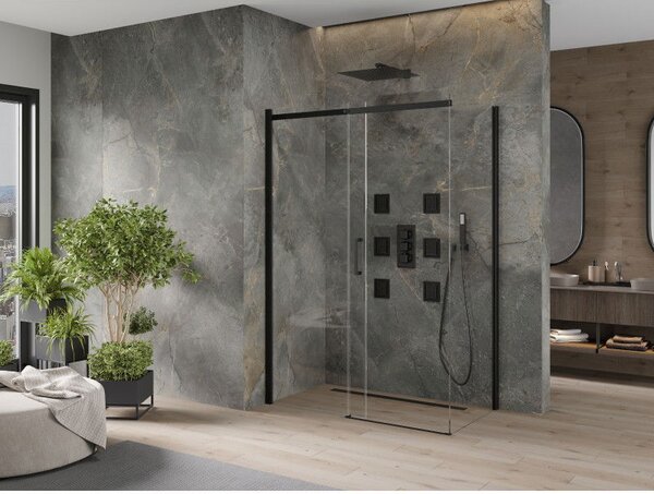 Mexen Omega kabina prysznicowa rozsuwana 130 x 70 cm, transparent, czarna - 825-130-070-70-00