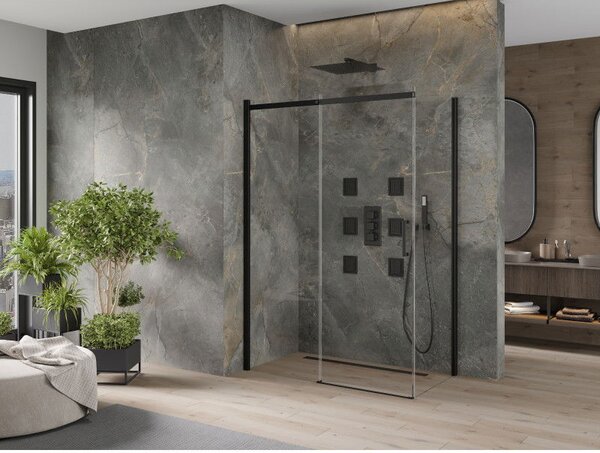 Mexen Omega kabina prysznicowa rozsuwana 130 x 70 cm, transparent, czarna - 825-130-070-70-00