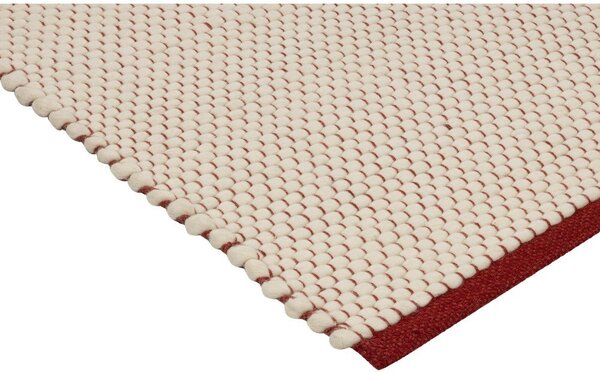 Czerwony/beżowy wełniany chodnik tkany ręcznie 80x170 cm Lenu – noo.ma