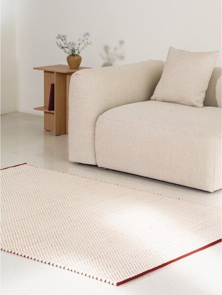 Czerwony/beżowy wełniany chodnik tkany ręcznie 80x170 cm Lenu – noo.ma