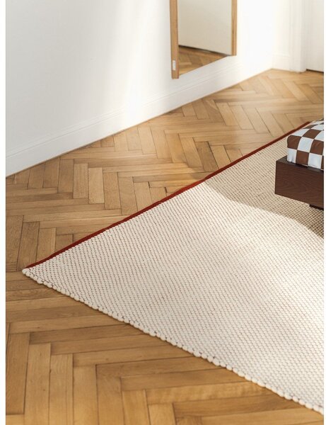 Czerwony/beżowy wełniany chodnik tkany ręcznie 80x170 cm Lenu – noo.ma