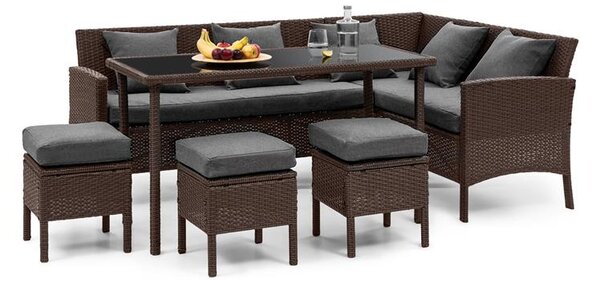 Blumfeldt Titania Dining Lounge Set, komplet wypoczynkowy do ogrodu, brązowy/ciemnoszary