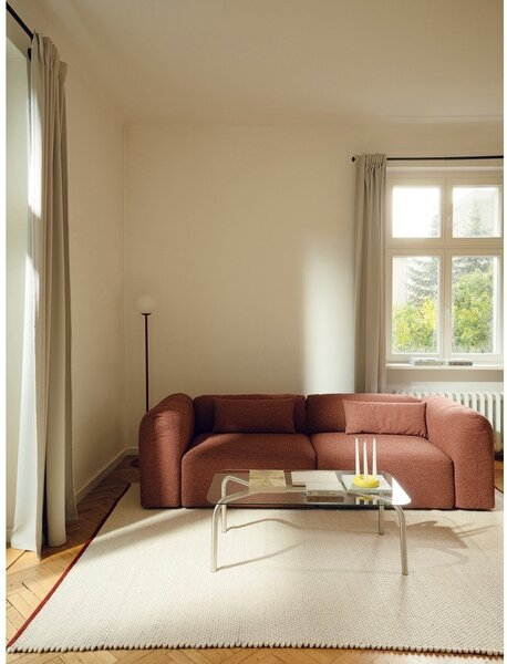 Czerwony/beżowy wełniany chodnik tkany ręcznie 80x170 cm Lenu – noo.ma