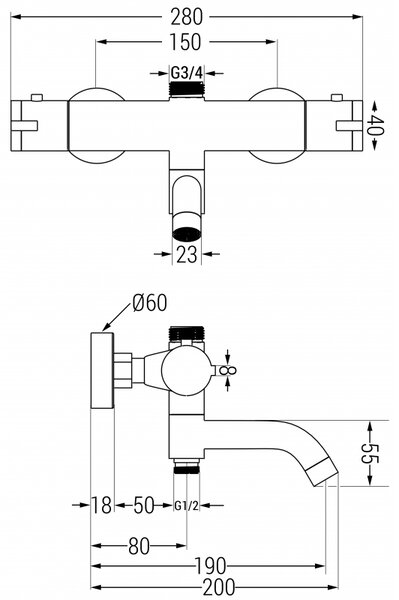 Mexen Kai termostatyczna bateria wannowo-prysznicowa, biała - 77900-20