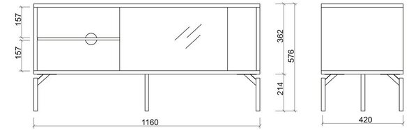 Czarna szafka pod TV 116x55x42 cm Met Mini – noo.ma