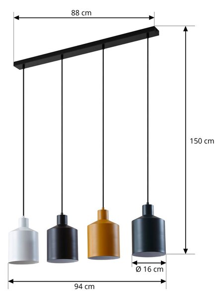 Lampa wisząca Tirane Lindby, możliwość ściemniania, czarny, salon / jadalnia, metal, nowoczesny