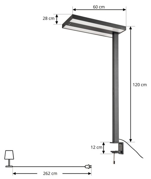 Lampka z klipsem Logan Arcchio, możliwość ściemniania, czarny, biuro, aluminium, nowoczesny
