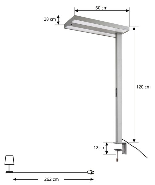 Lampka z klipsem Logan Arcchio, możliwość ściemniania, aluminiowy / szary / cynkowy, biuro, aluminium, nowoczesny