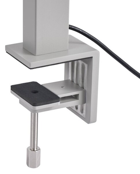 Lampka z klipsem Logan Arcchio, możliwość ściemniania, aluminiowy / szary / cynkowy, biuro, aluminium, nowoczesny