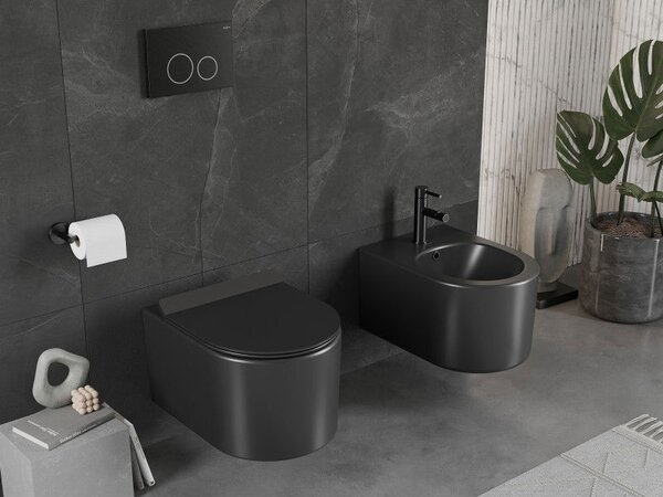 Mexen Sofia miska wc Rimless z deską wolnoopadającą slim, duroplast, czarna mat - 30540185