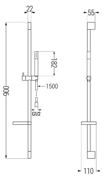Mexen Zero DS70 zestaw wannowy, chrom - 7113DS70-00