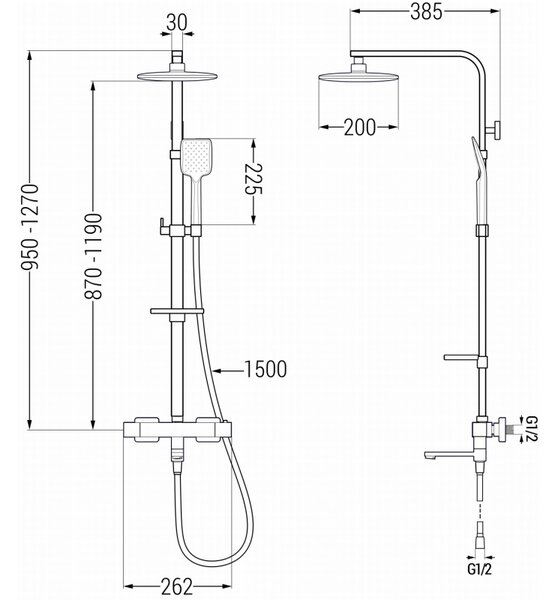 Mexen CQ62 zestaw wannowo-prysznicowy z deszczownicą i baterią termostatyczną, grafit - 779106295-66