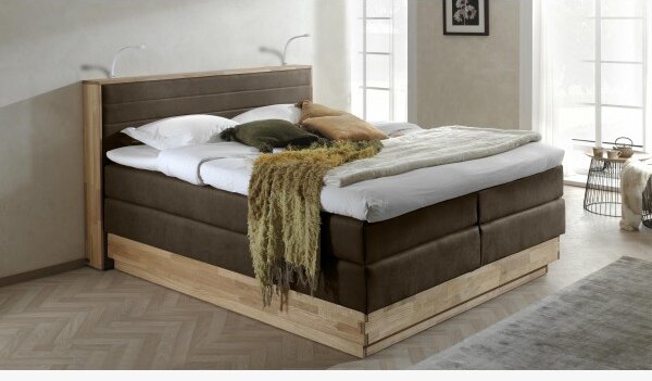 Łóżko Boxspring ze schowkiem, Moneta 160 brązowe