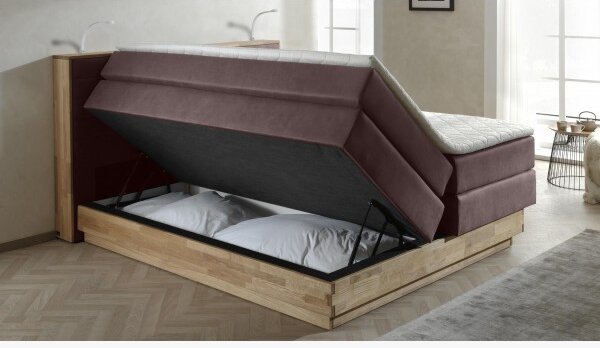 Łóżko Boxspring ze schowkiem, Moneta 160 brązowe