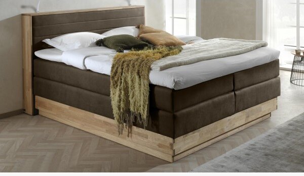 Łóżko Boxspring ze schowkiem, Moneta 160 brązowe