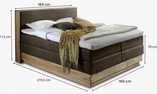 Łóżko Boxspring ze schowkiem, Moneta 160 brązowe