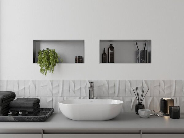 Mexen X-Wall-NR półka wnękowa bez kołnierza 45 x 20 cm, inox - 1911452010