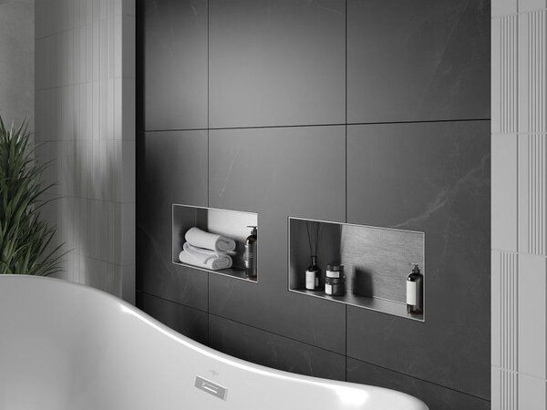 Mexen X-Wall-NR półka wnękowa bez kołnierza 45 x 20 cm, inox - 1911452010