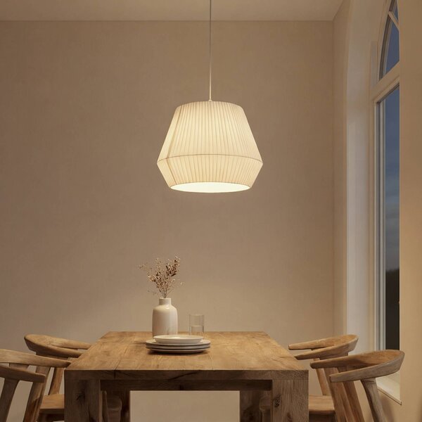 Lampa wisząca Vitore Lindby, możliwość ściemniania, biały / opal, salon / jadalnia, tkanina / materiał / jedwab, skandynawski