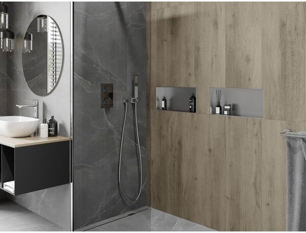 Mexen X-Wall-NR półka wnękowa bez kołnierza 45 x 20 cm, inox - 1911452010