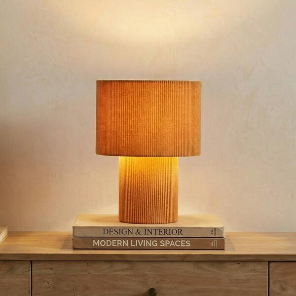 Lampa stołowa Jone Lindby, brązowy / rdzawy, salon / jadalnia, tkanina / materiał / jedwab, nowoczesny