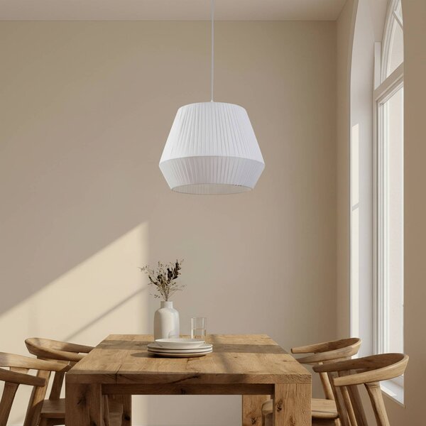 Lampa wisząca Vitore Lindby, możliwość ściemniania, biały / opal, salon / jadalnia, tkanina / materiał / jedwab, skandynawski