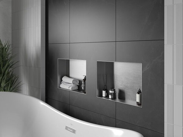 Mexen X-Wall-NR półka wnękowa bez kołnierza 45 x 30 cm, inox - 1911453010